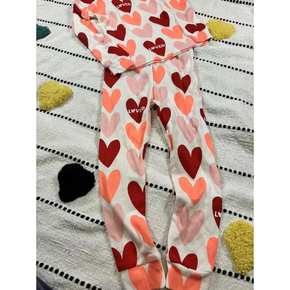 The Children's Place Girls Long‎ Sleeve Heart Print Pajama Set Size 3TValentines